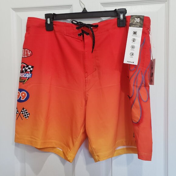 Hurley Nascar Boardshorts Men's Swim Phantom Sizes 30 to 40 NWT Flames Racing - Picture 5 of 9